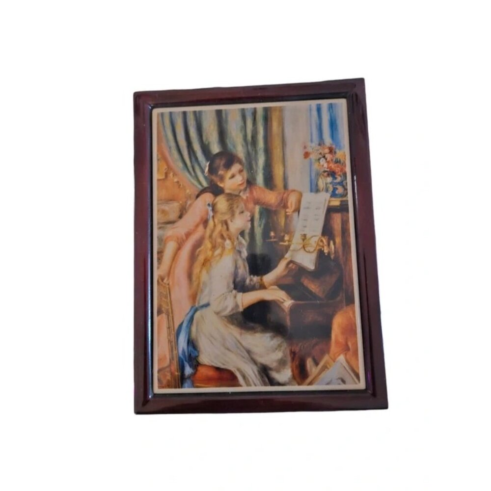 MMA Musical Jewelry Box With Fur Elise Tune Red Velvet Lining Piano Art Top Wood